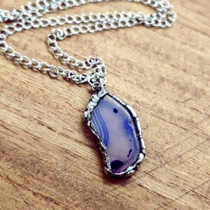 Purple agate necklace minimalist jewelry handmade